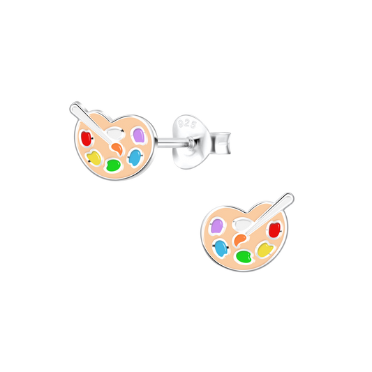 Sterling Silver Kids Artist Painting Earrings