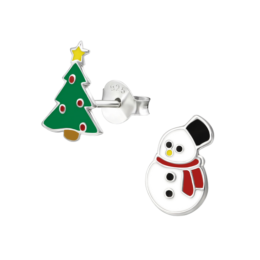 Tree and Snowman Earrings