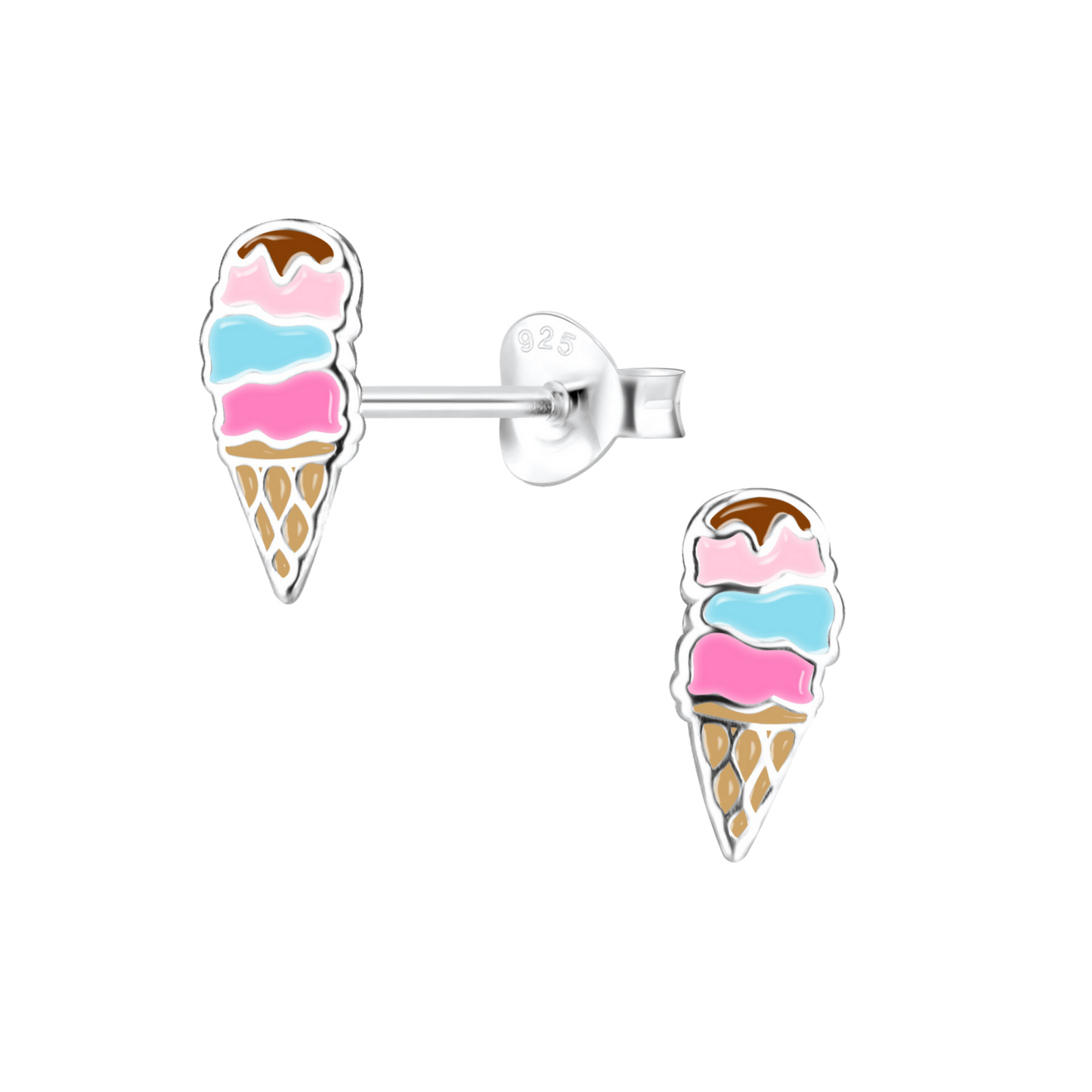Sterling Silver Ice Cream Cone Earrings