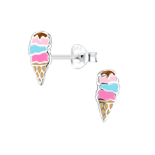 Sterling Silver Ice Cream Cone Earrings
