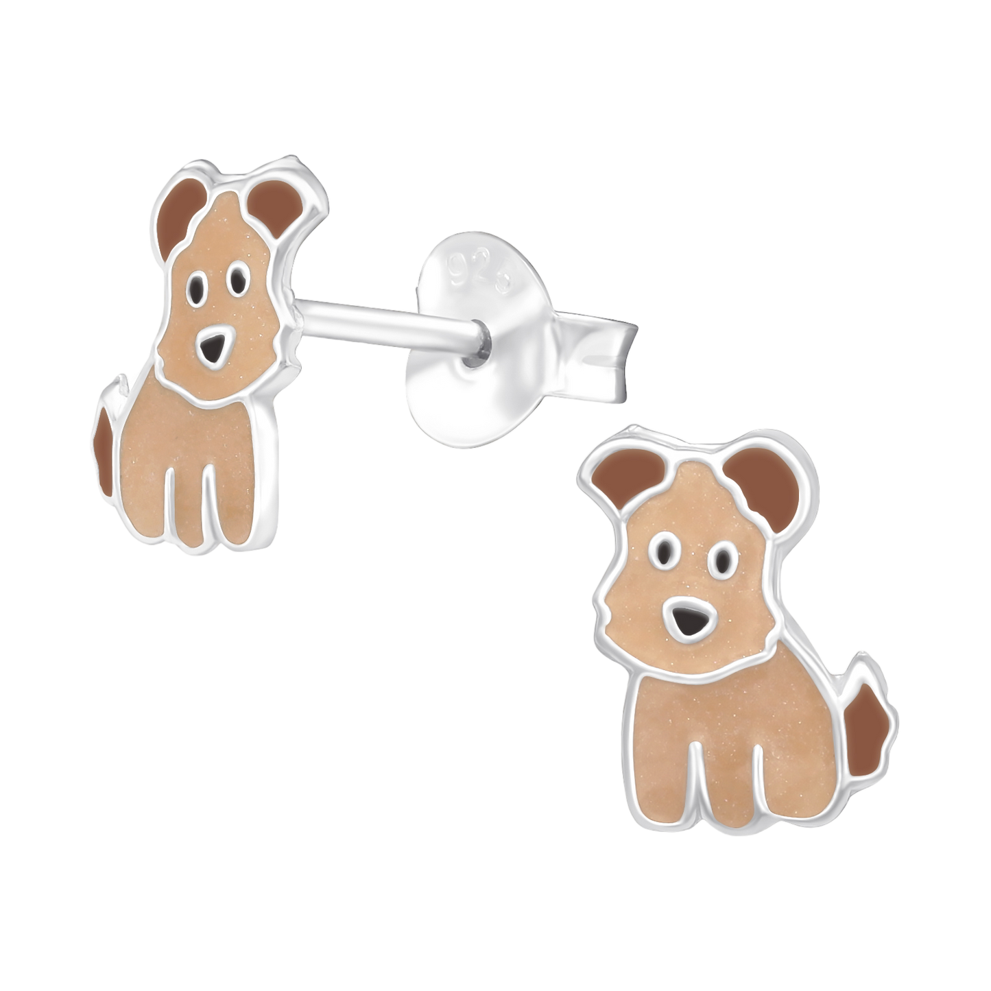Tan Dog Stud Earrings