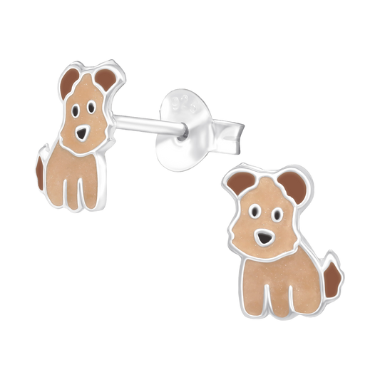Tan Dog Stud Earrings
