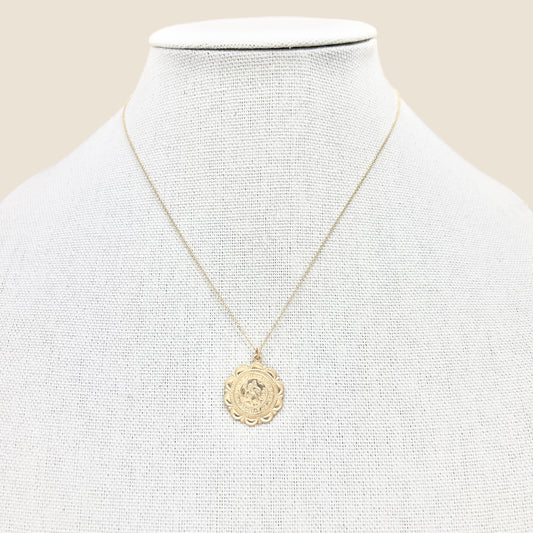 Scalloped Saint Christopher Medallion Necklace