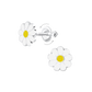 Yellow White Daisy Screw Back Earrings