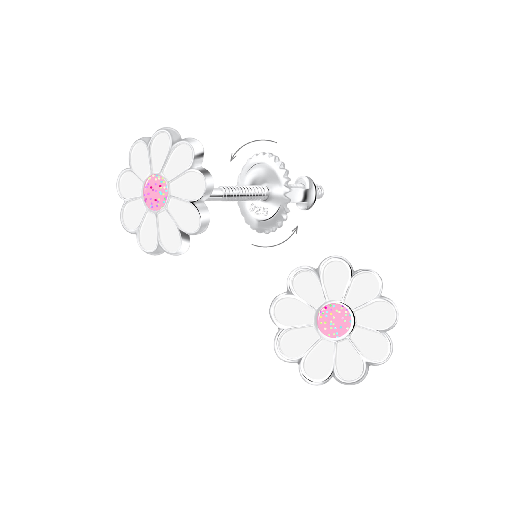 Sterling Silver Daisy Flower Kids Earrings