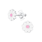 Pink and White Daisy Screw Back Earrings