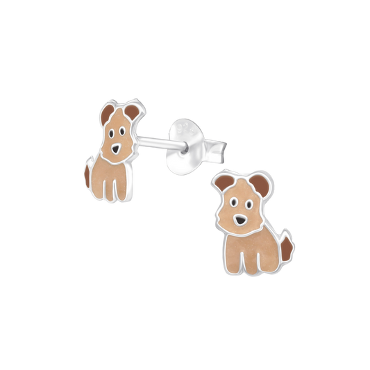 Tan Dog Stud Earrings