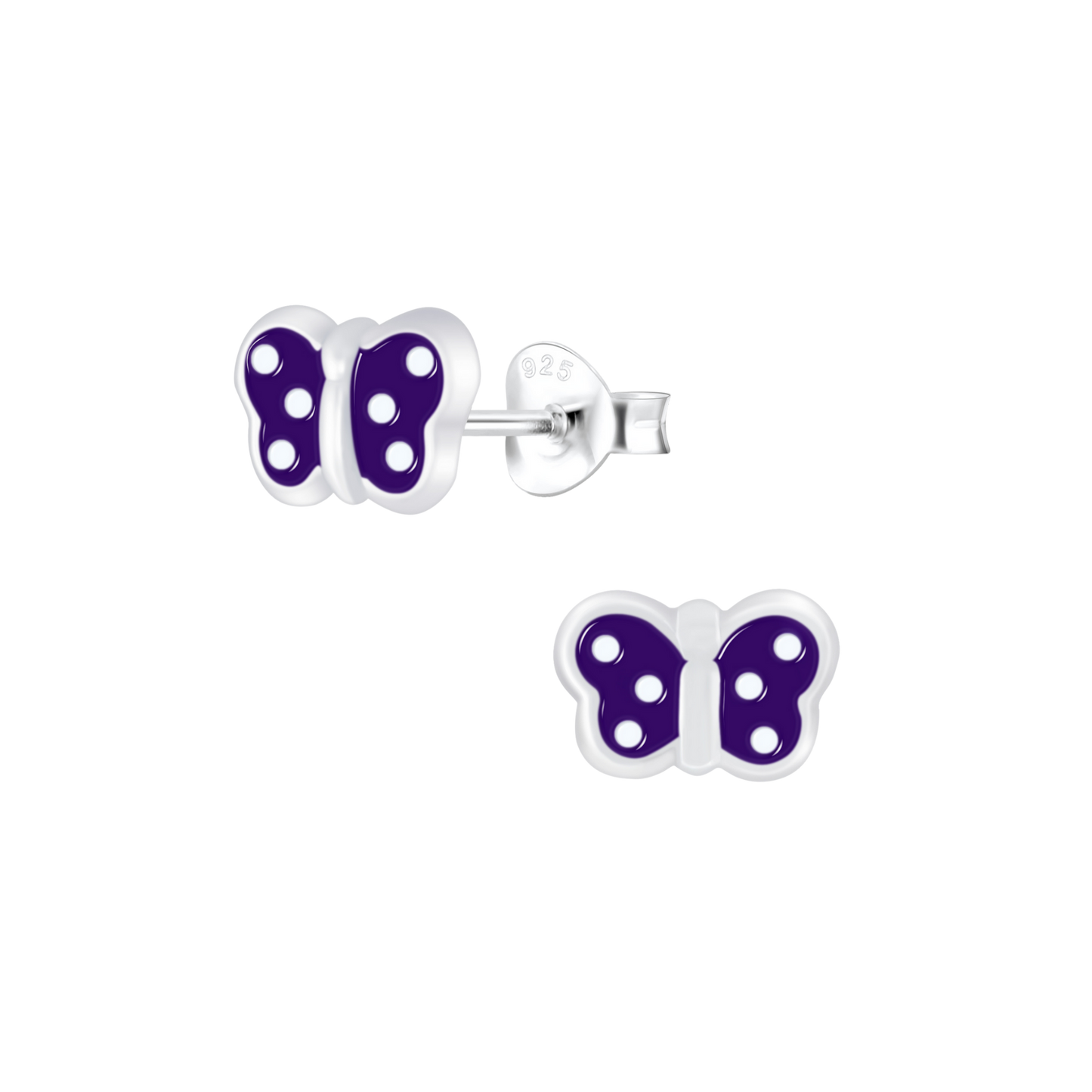 Butterfly Purple Polka Dot Earrings