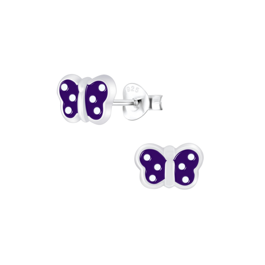 Butterfly Purple Polka Dot Earrings