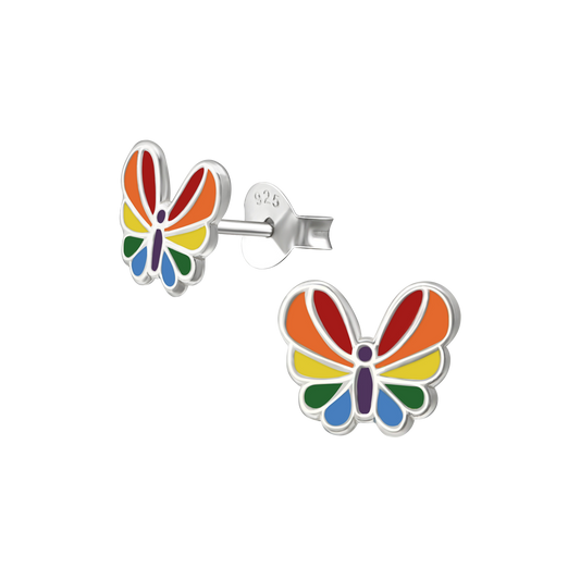 Rainbow Butterfly Stud Earrings