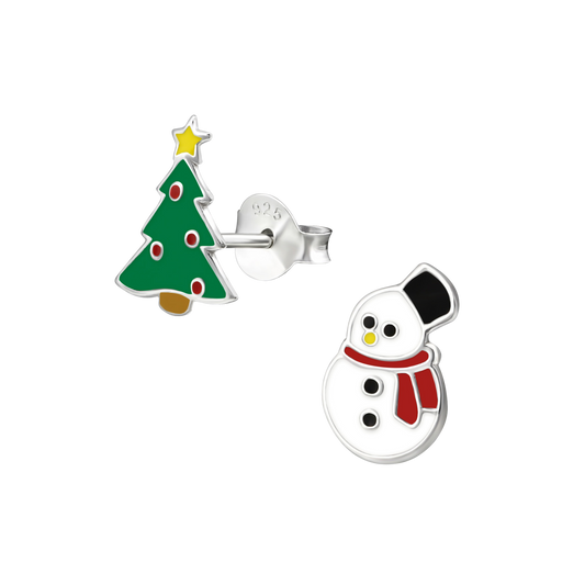 Tree and Snowman Earrings