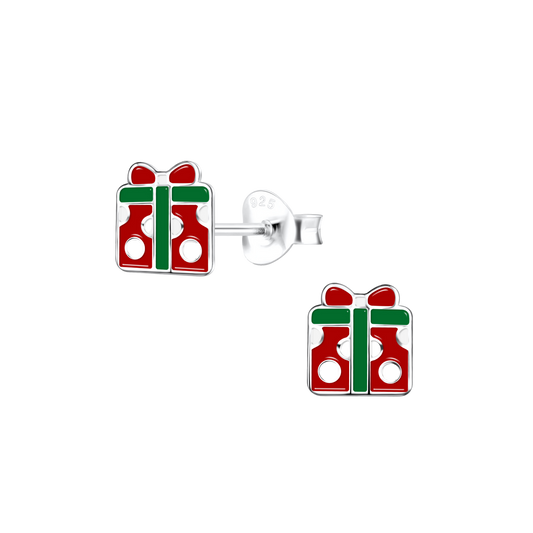 Sterling Silver Holiday Present Earrings